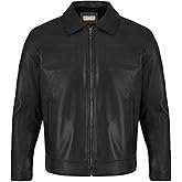 Leather Artist Classic Polo Collar Leather Jacket Men-Work Jackets Turndown Collar Business Casual