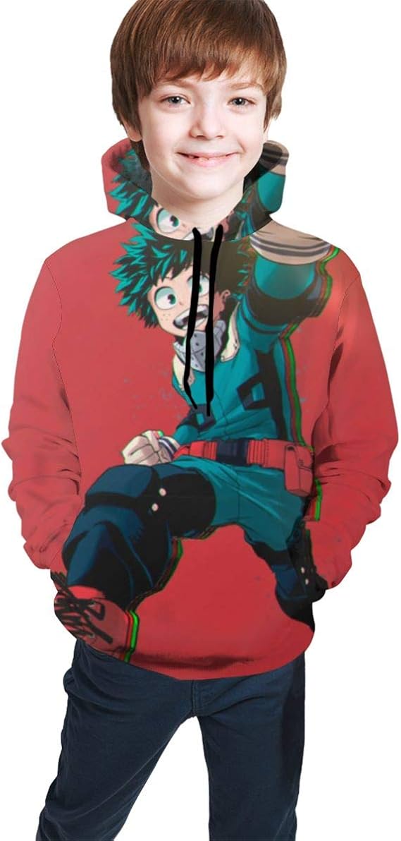 Amazon 女の子 男の子 衛の衣 帽子 パーカー My Hero Academia 僕のヒーローアカデミア 子供服 青少年 Kids Jacket Hoodie 長袖 春と秋 上着 Tシャツ バンド プリント 通学 トレーナー パーカー 通販
