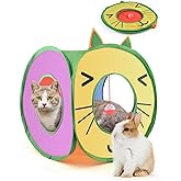 Bissap Pop Up Cat Cube, Collapsible Cat Hideouts Play House Peek Too Cat Cave Tent with 3 Holes for Indoor Outdoor Kittens Cats Puppies Rabbits Hideaway Bed Toy