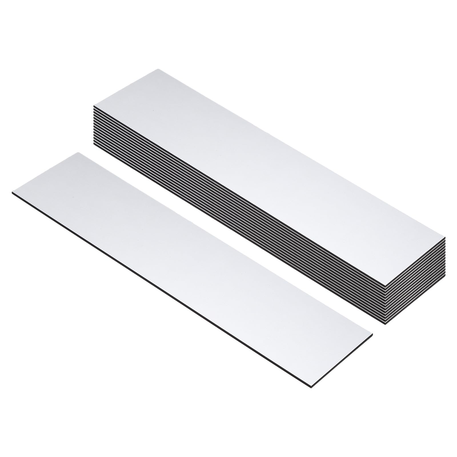 PATIKIL 8x2inch Blank Name Plates, 15Pcs Custom Engraved Name Plate Rectangle Laser Engraving Blanks for Personalized Office Desk DIY Painting Supplies, Light Grey, Black