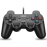 Cipon Wired Controller for PS-2 Console, Black Remote Controllers, PS-2 Accessories Gamepad with Double Vibration, 71 IN Cable