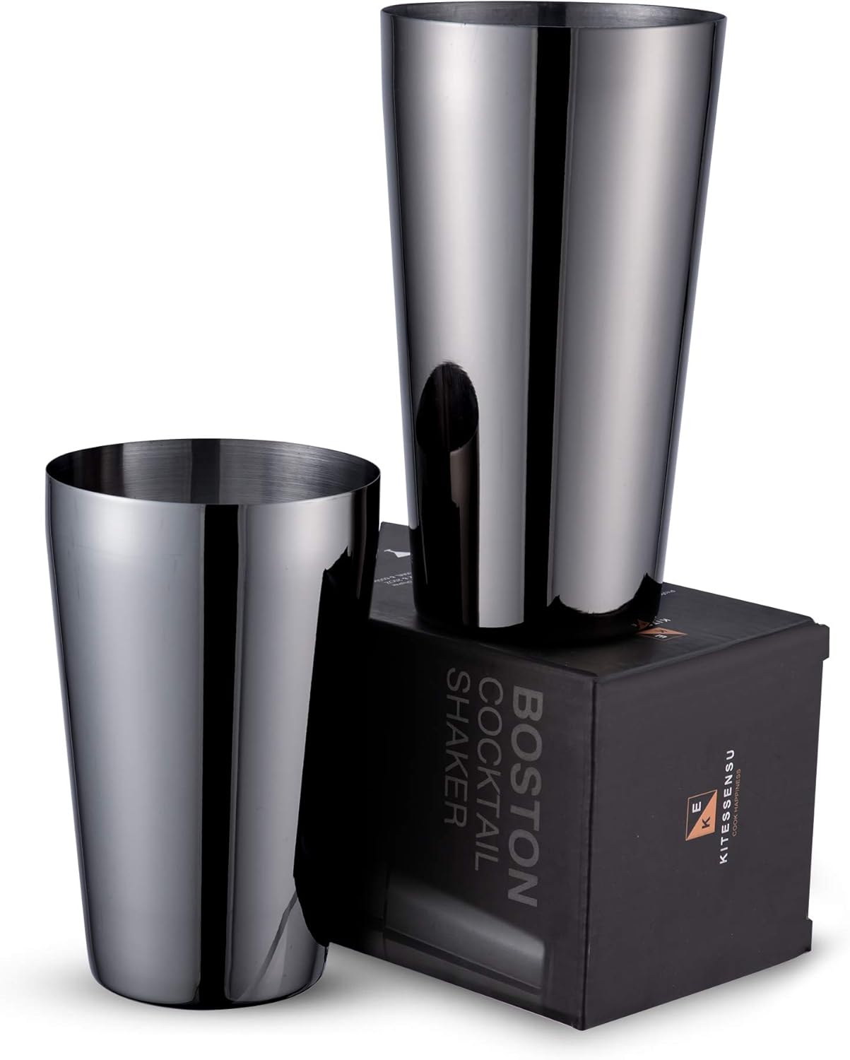KITESSENSU Black Boston Shaker Tins 18oz & 28oz, 18/8 Grade