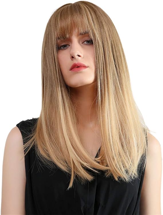 Amazon Cuticate ウィッグ ロング ストレート レディース セミロング フルウィッグ かつら 軽量 フリーサイズ ゴールデン フル ウィッグ 通販