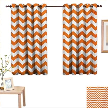 Amazon Com Chevron Decor Curtains By Halloween Pumpkin Color