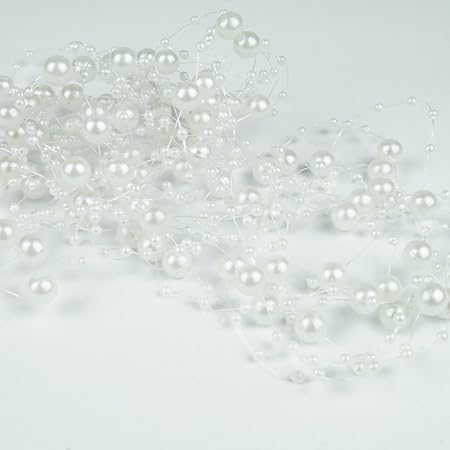 6,5 m Perlengirlanden Perlweiß - Perlengirlande Dekoschnur Perlenkette