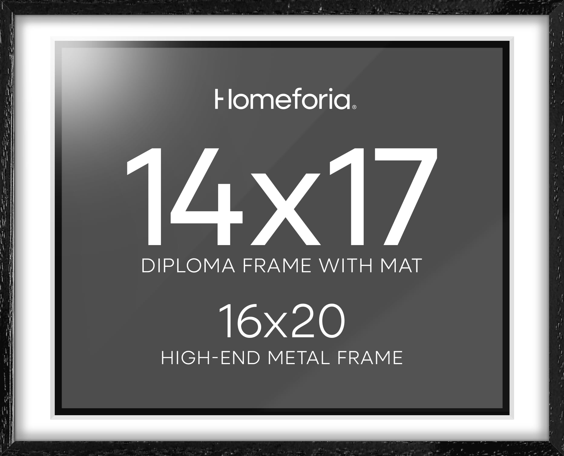 Homeforia 16x20 Diploma Black Wood Frame, High End Oak 16 x 20 Certificate Frames with Mat 14 x 17, 16by20 Document Frame Matted to 14by17, Wooden Graduation Frames, Tempered Glass, Wall Kit, Set of 1 Image