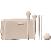 MORPHE Oat Latte 5 Piece Makeup Brush Set, 5 Count | Face &amp; Eye Brushes &amp; Sponge for Powder, Bronzer, Foundation, Concealer &amp; Eyeshadow, Travel Bag Included