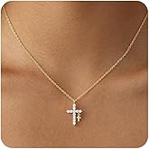 Truloris Gold Cross Necklace for Women Layered 14K Gold Plated Chain Cross Necklace Stackble Charm Cute Necklaces for Women Trendy Jewelry Gifts