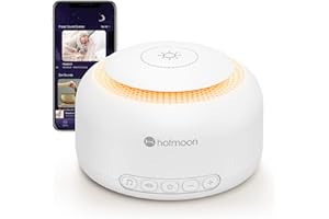 HOTMOON White Noise Machine for Adults Sleeping 300+ Soothing Smart Sound Machines NO Battery with Adjustable Night Lights for Baby Sleep Memory Function 3.5mm Headphone Jack Plug-in