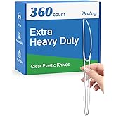 Dealusy 360 Count Extra Heavy Duty Clear Plastic Knives Disposable, BPA-Free, Heat Resistant, Solid and Durable Disposable Knives Bulk, Premium Plastic Knives heavy duty for Party Supply