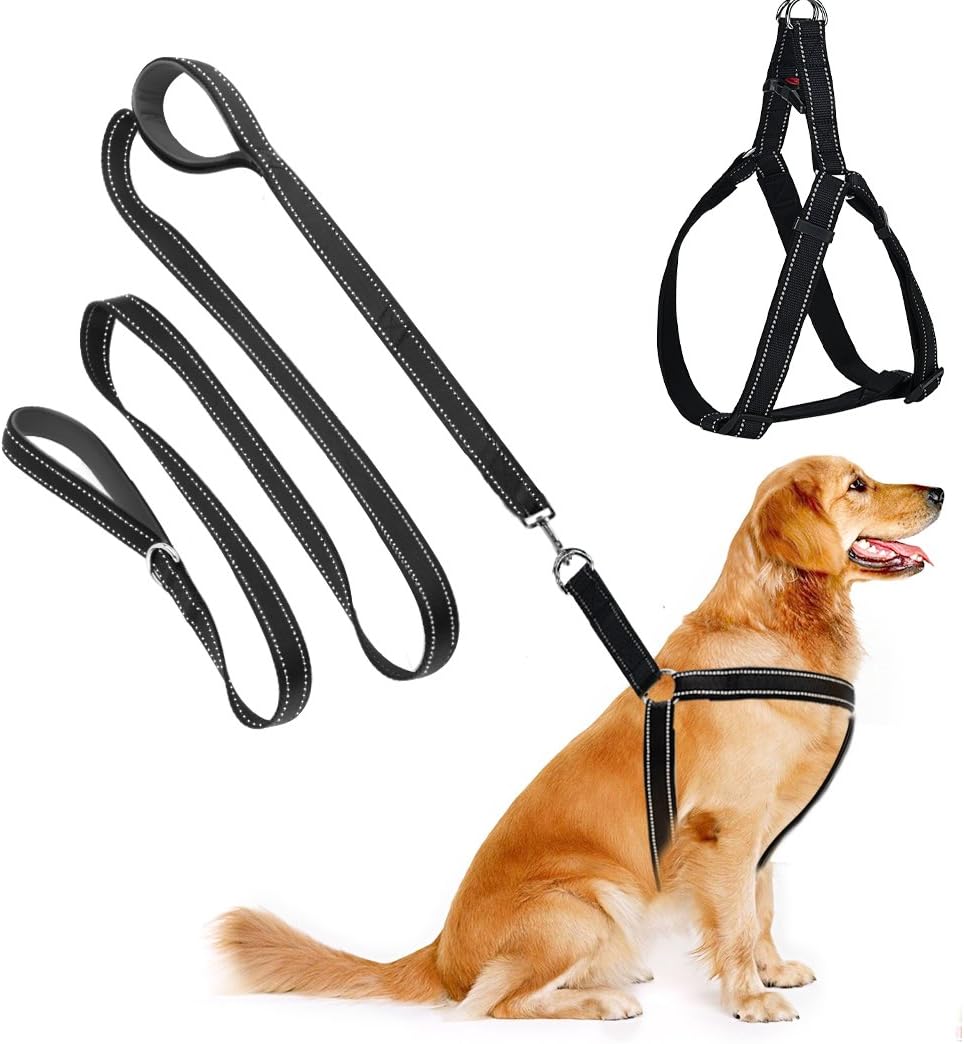 CROPAL Dog Leash Harness with a Traffic Handle, Super Soft, Double Layer and Adjustable Heavy Duty Dog Leash Collar Harness for Medium and Large Dogs -XL