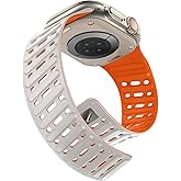 Tasikar Clip Magnetic Bands Compatible with Apple Watch 49mm 46mm 45mm 44mm 42mm Silicone Waterproof Breathable Loop Strap for iWatch Ultra1/2/3 SE Series 11 10 9 8 7 6 5 4 3 2 1, Starlight-Orange