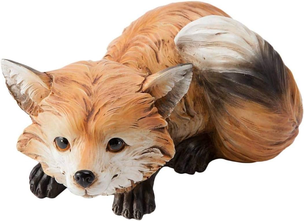 Wind & Weather Furry Fox Indoor/Outdoor Sculpture- 8.75 L x 6.5 W x 4.5 H