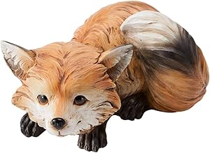Wind & Weather Furry Fox Indoor/Outdoor Sculpture- 8.75 L x 6.5 W x 4.5 H