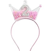 Fancheer Birthday Crown Headband for Toddler Girls 2 3 4 5 6 7 8 Years Princess Tiara Pink Hair Accessories for Two 2nd Second Birthday