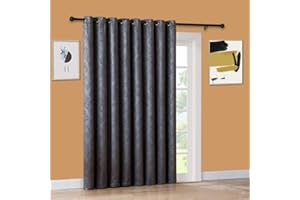 WARM HOME DESIGNS 1 Extra-Large, Extra-Long 102" X 96" Panel of Textured Charcoal Patio Door Curtains. Insulated Blackout Sliding Door or Room Divider Drape with Embossed Pattern. EV Charcoal Patio 96