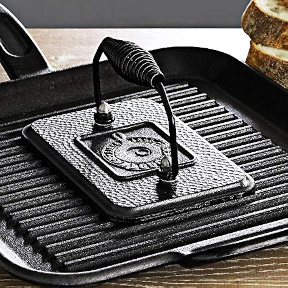 Rectangular Cast Iron Grill Press. 6.75 X 4.5" With CoolGrip Spiral Handle. eBay