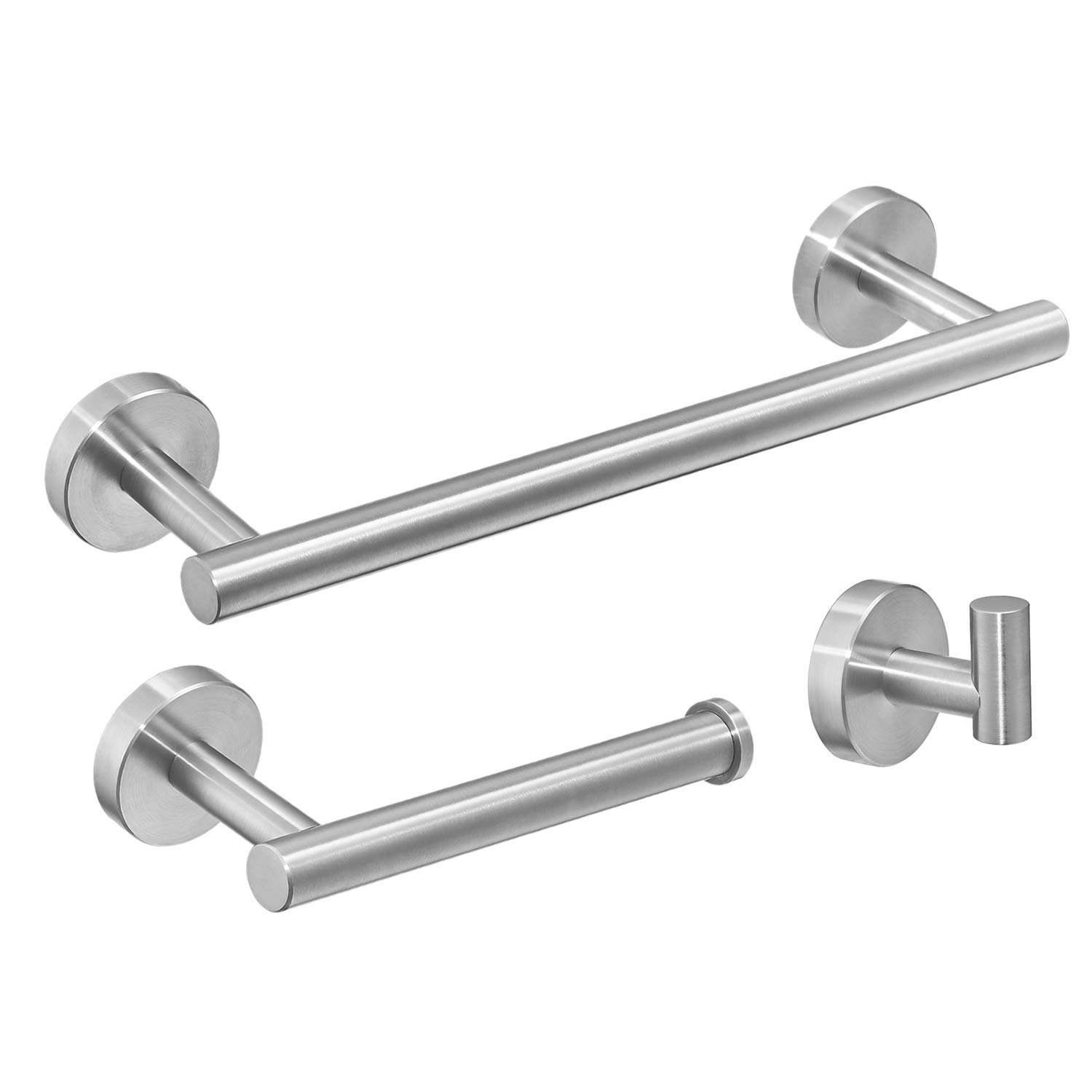 Leekayer 3-Piece Bathroom Accessory Set SUS 304 Stainless Steel Rustprof Toilet Paper Holder Towel Bar/Holder Robe Hook Wall Mount, Brushed Nickel Finish, LK19500N3
