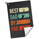 rofiowa Best Dad by Par Polyester and Cotton Blend Printed Golf Towel, Funny Golf Accessories for Men, Golf Gift for Golf Fan Dad Grandpa Father, Golf Lover Birthday Gift