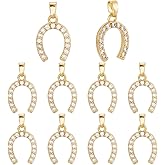 Beebeecraft 1 Box 10Pcs Horseshoes Charms 17x12.5x3mm 18k Real Gold Plated Western Cowboy Good Lucky Charms with Cubic Zirconia for Jewelry Making Bracelets Necklace DIY Crafts
