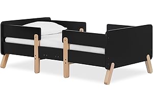Dream On Me Osko Convertible Toddler Bed Made with Sustainable New Zealand Pinewood in Black, JPMA & Greenguard Gold Certified, Non-Toxic Finish