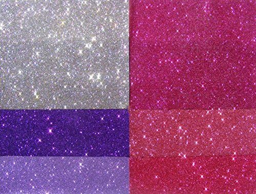 Qbc Craft Glitter Heat Transfer Vinyl HTV 6 Sheets Iron On multi pack T Shirt Vinyl for Cricut Silhouette Cameo (girls)