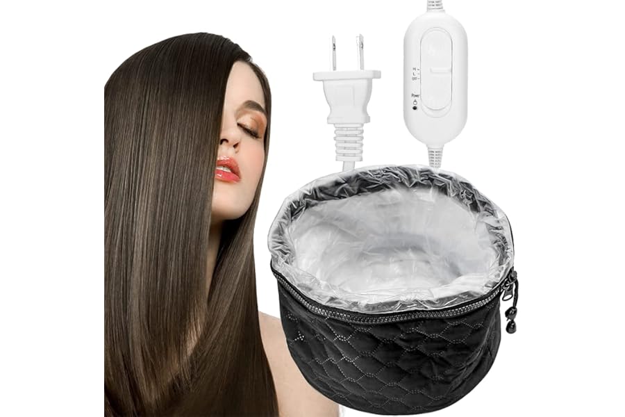 Watris Veiyi Hair Steamer Heat Cap, 2 Gear Temperature Control, Deep Conditioning Heating Cap, for Home Spa Use