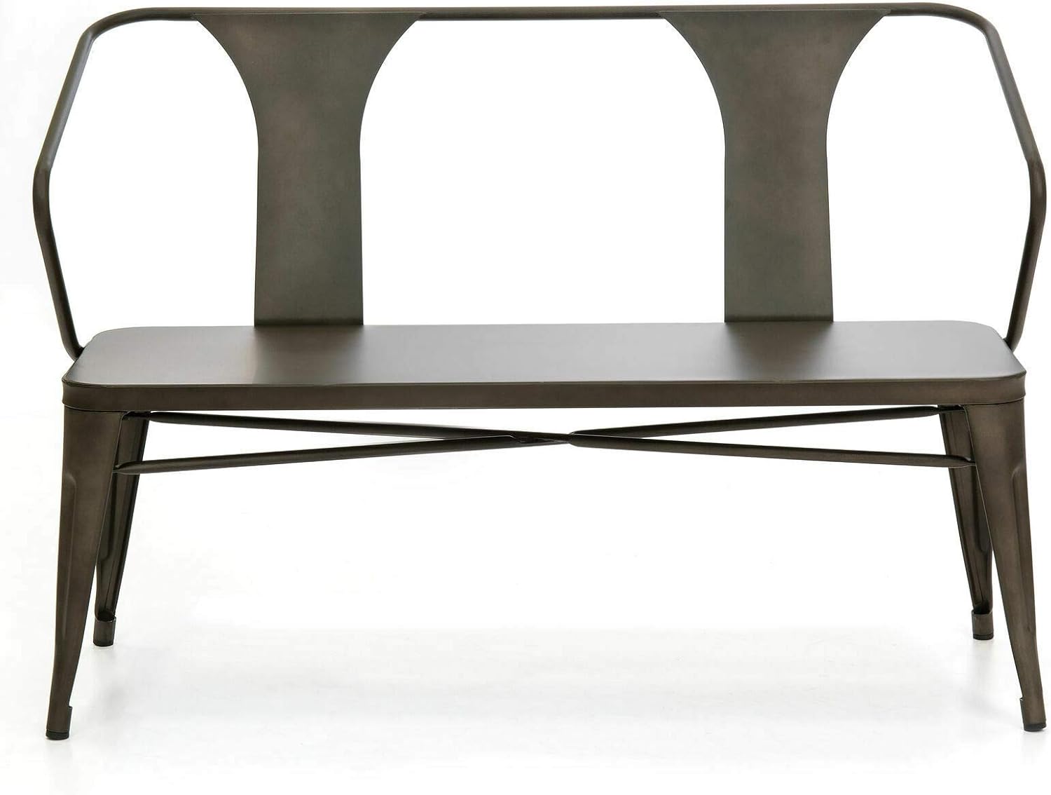 Amazon Com Kampoojoo Espresso 2 Person Industrial Vintage Style Metal Bench Loveseat Outdoor Patio Furniture Garden Outdoor