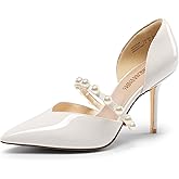 DREAM PAIRS Women's Closed Toe High Heels Stiletto Pointed Toe Strappy Pearl Elegant D'Orsay Dress Wedding Party Pumps Shoes