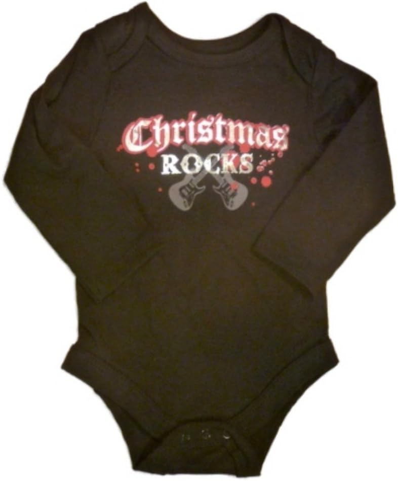 Baby GlamInfant Boys & Girls Bling Creeper Christmas Rocks Bodysuit Black Shirt