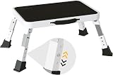 BONTEC 3 Level Adjustable Folding Step Stool White Anti Slip 150kg