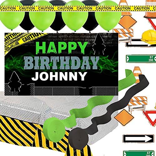 Construction &amp; Zombie Custom Birthday Banner &amp; Decoration Set