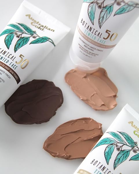 AUSTRALIAN GOLD BOTANICAL SPF 50 TINTED MINERAL SUNSCREEN FOR FACE, NON-CHEMICAL BB CREAM, WATER-RESISTANT, MATTE FINISH, FOR SENSITIVE FACIAL SKIN, MEDIUM TO TAN SKIN TONES, 3 FL OZ