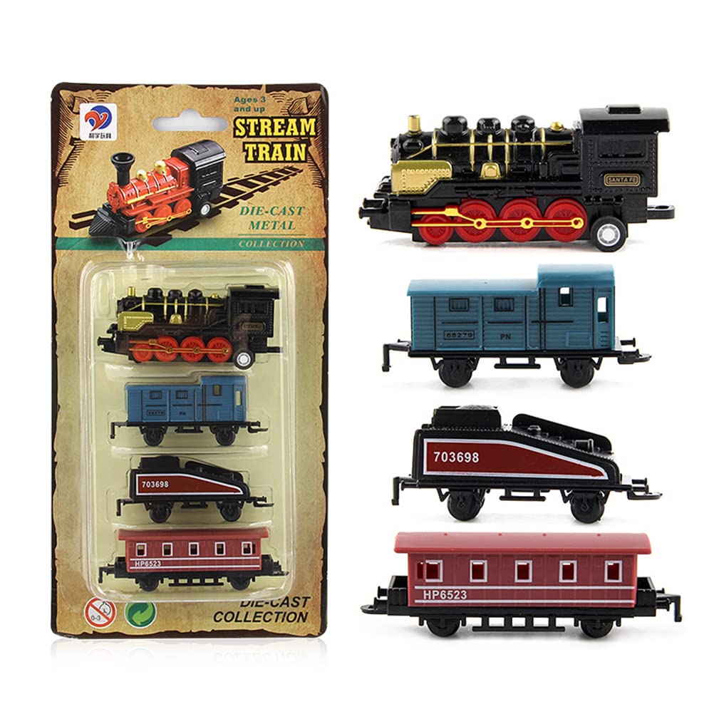 Simulation Retro Steam Train Toy Kit, Pull Back Simulation Steam Train Model Toys for Boys and Girls Gifta (Type 1)