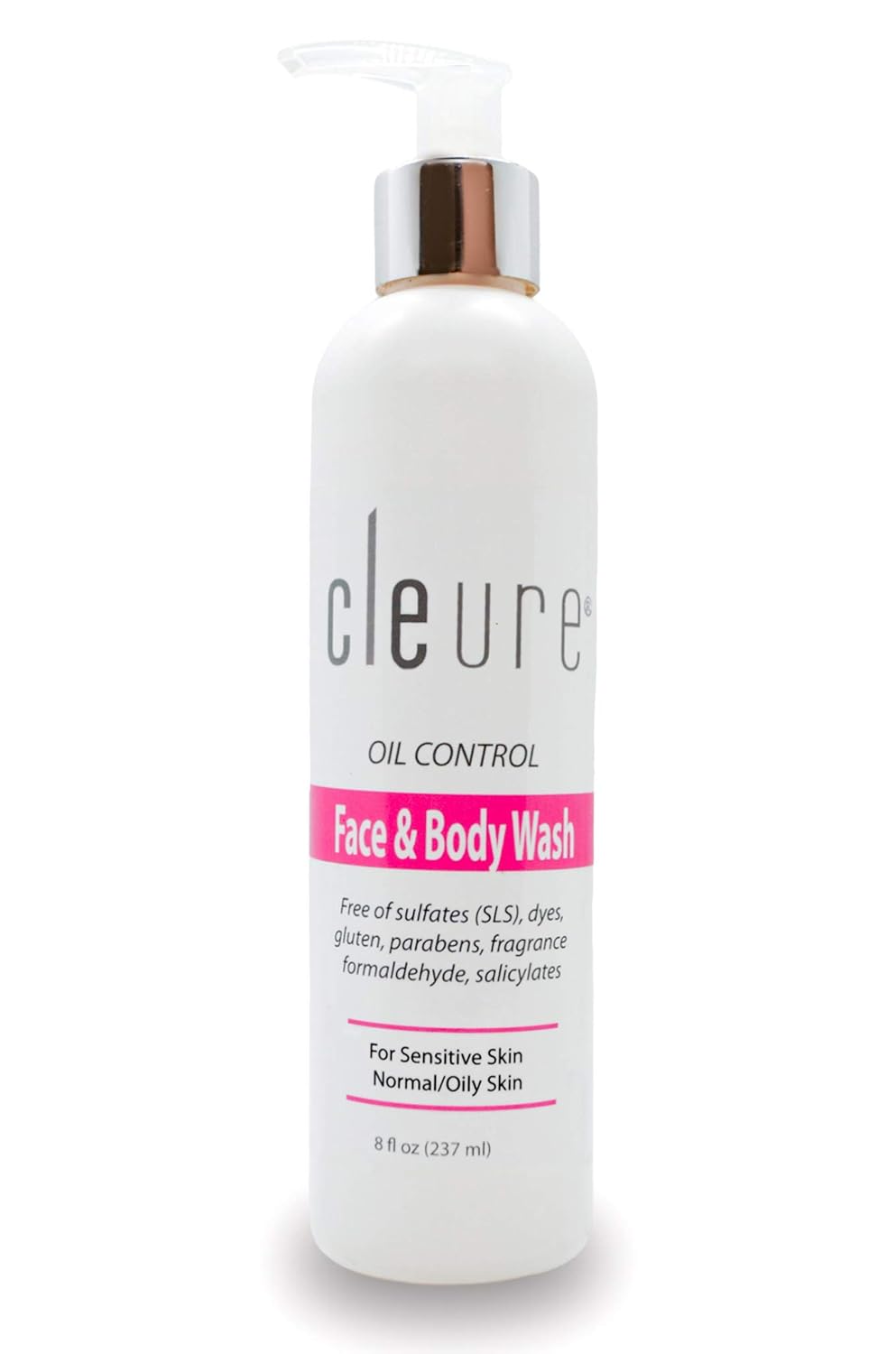 Cleure Face & Body Wash for Sensitive Skin | Hypoallergenic | Fragrance Free | Gluten Free | Paraben Free | Vegan | Sulfate (SLS) free | 8 fl oz