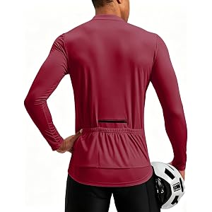 lcyhony Cycling Jersey Men Lightweight UPF 50 Long Sleeve Half Zip Bike Jersey Rear Pockets Quick Dry Mountain Bike Shirts
