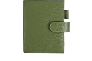 Moterm Leather Cover for A6 Notebooks - Fits Hobonichi Original, Stalogy and Midori MD Planners, with Pen Loop, Card Slots and Back Pocket (Pebbled-Olive, A6+)