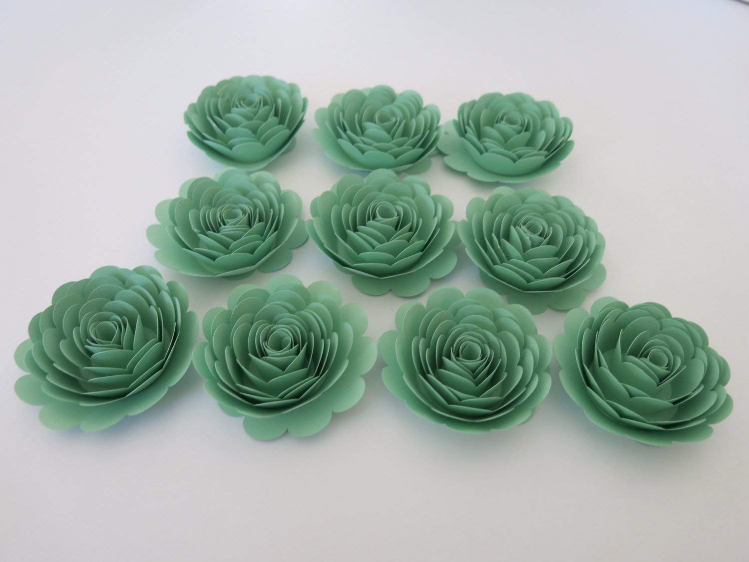 Mint Party Decorations 10 Seafoam Green Roses 3 Inch Paper