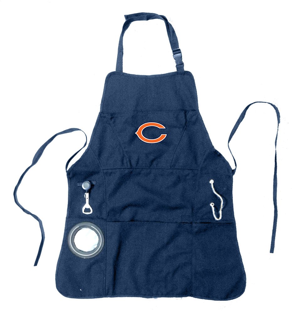 Team Sports America NFL Chicago Bears Ultimate Grilling Apron Durable Cotton with Beverage Opener and Multi Tool For Football Fans Fathers Day and More