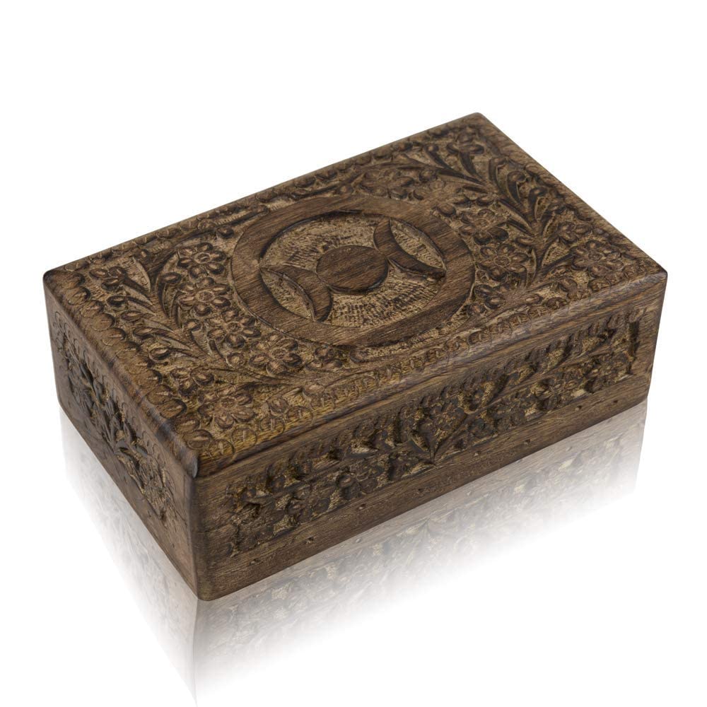 Great Birthday Gift Ideas Handmade Decorative Wooden Jewelry Keepsake Box Jewelry Organizer Treasure Chest Trinket Holder Watch Storage Box Housewarming Gifts Women (Antique Finish)