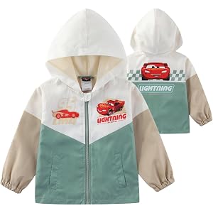 Disney Cars Lightning McQueen Boys Hooded Windbreaker Outerwear Jacket for Toddler