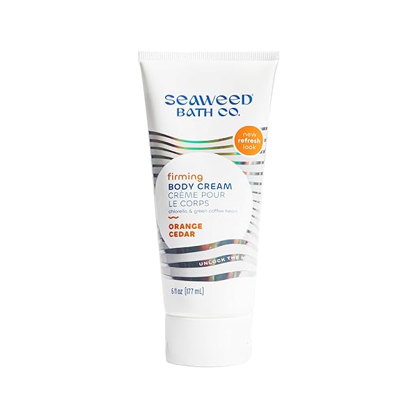 SEAWEED BATH CO. FIRMING BODY CREAM, ORANGE CEDAR SCENT, 6 OUNCE, SKIN TONING HAND & BODY LOTION MOISTURIZER FOR DRY SKIN, WITH SUSTAINABLY HARVESTED SEAWEED, CHLORELLA, GREEN COFFEE BEAN