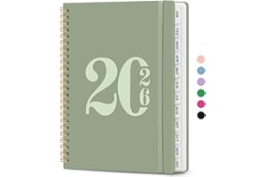 TAJA 2026 Planner, Weekly and Monthly Calender Planner, Jan 2026 to Dec 2026, Hardcover 2026 Calendar Planner Book with Tabs & Inner Pocket, Office Home School Supplies for Women & Men - A5 (6.3" x 8.5"), Green