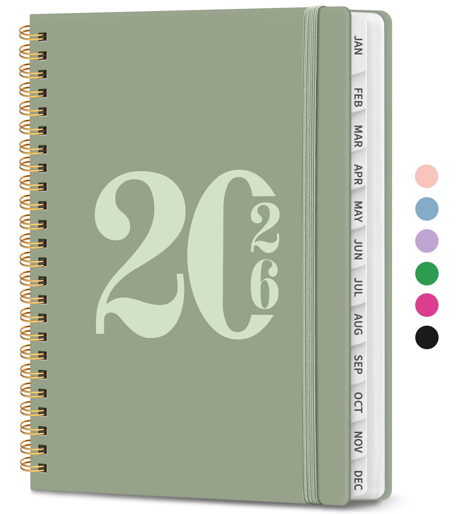 Photo 1 of 2026 Planner, Weekly and Monthly Calender Planner, Jan 2026 to Dec 2026, Hardcover 2026 Calendar Book with Tabs & Inner Pocket, Office Home School Supplies for Women & Men - A5 (6.3" x 8.5"), Green
