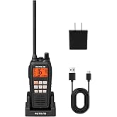 Retevis RM15 6W Marine Radio VHF IP68 Floating, Type-C for Fishing (1 Pack) | 2000mAh Battery,Type-C on Radio &amp; Charger, NOAA, Noise Reduction, Global Channels, Tri-Watch, Offshore Fishing, Travel Sport