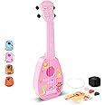 YOLOPARK 17" Kids Toy Guitar for Girls Boys, Mini Toddler Ukulele Guitar with 4 Strings Keep Tones Can Play for 3, 4, 5, 6, 7 Year Old Kids Musical Instruments Educational Toys for Beginner (Pink)