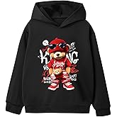 SweatyRocks Boy's Cute Graphic Long Sleeve Hooded Sweatshirts Cartoon Bear Print Pullover Hoodie