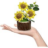 YUNBIAOSEN Handmade Crochet Sunflower Flower Potted Plants–Knitted Floral Decor for Office Desk, Car Dashboard, Unique Birthday Gifts for Women, Mom, Teacher (Three Sunflower)