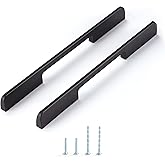 Satanga Kitchen Cabinet Pulls Hole Center 10 inch Matte Black Bar Modern Cupboard Pull 5 Pack Solid Euro Style Dresser Handle