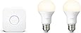 Philips Hue White E27 LED Lampe Starter Set, zwei Lampen inkl. Bridge, dimmbar, warmwei&szlig;es Licht, steuerbar via App, kompatibel mit Amazon Alexa (Echo, Echo Dot)